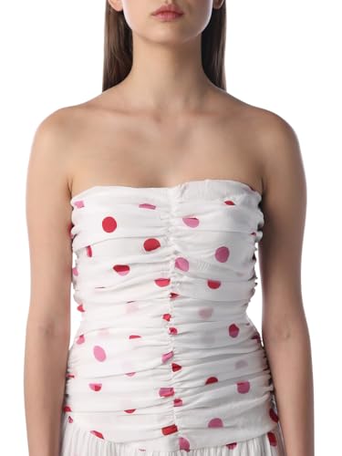 ONLY Women's Polka Dots Fit and Flare White Dress
