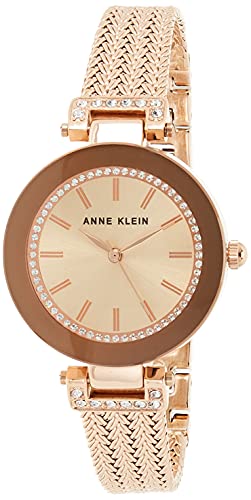 Anne Klein Women's AK/1906RGRG Swarovski Crystal Accented Rose Gold-Tone Mesh Bracelet Watch