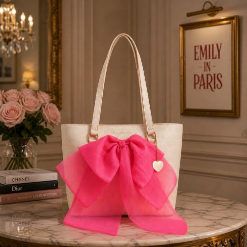 Caprese X Emily in Paris Ellen Large Tote Shoulder Bag for Women with Multi-Compartment Interior, Handbag for Work, Travel & Occasion& Exclusive Parisian Metal Charm