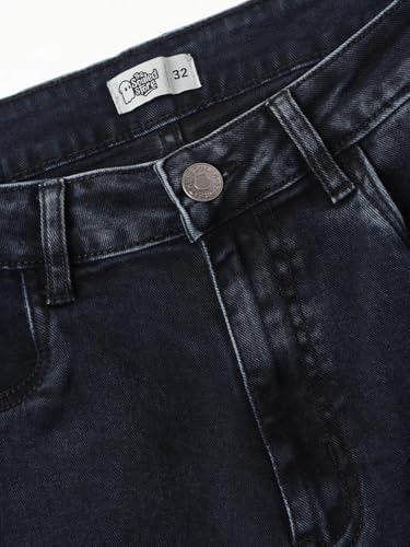 The Souled Store Solids: Stone Grey Men and Boys Buttoned Straight Fit Cargo Jeans