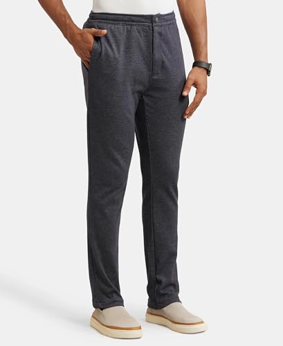 Jockey IM06 Men's Super Combed Cotton Rich Elastane Stretch Slim Fit Solid All Day Pants with Pockets_Navy L