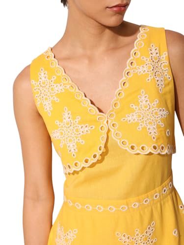 ONLY Women's Fit and Flare Yellow Dress