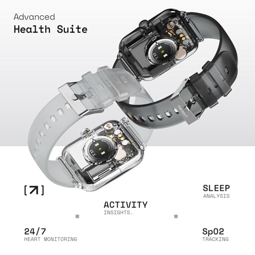 Fire-Boltt Ninja Phantom Smart Watch 1.83” Display, Transparent Clear Body Design, Bluetooth Calling, 120+ Sports Modes, Voice Assistant, AI Outfit Watch Face Smartwatch for Men & Women Black Smoke