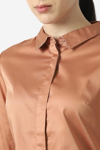 Van Heusen Women Peach Solid 3/4th Sleeves Formal Shirt