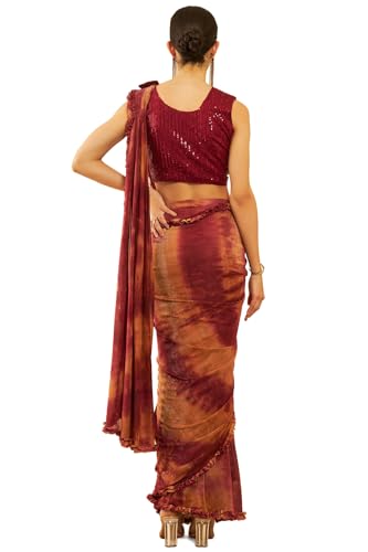 Soch Women's Machine Weave Spandex Saree (SREVRTW106875D_Maroon)