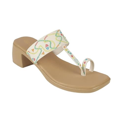 tresmode ATHI White Women's Dress Block Heel Sandals in Size 6 UK / 39 EU