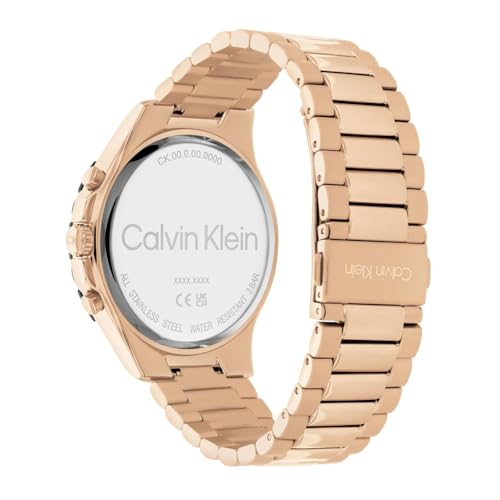 CALVIN KLEIN Sport for Him Qtz Multifunction Black Round Dial Men's Watch|Ionic Plated Rose Gold Steel Material|Rose Gold Color Band - 25200315