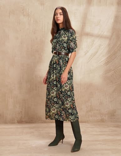 U.S. POLO ASSN. Women's Viscose A-Line Midi Dress (UWAW25DRS189 Multicolor