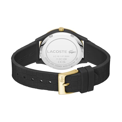 Lacoste Crocodelle Qtz Basic Black Round Dial Women's Watch|Black Silicone Material|Multi Color Band - 2001249
