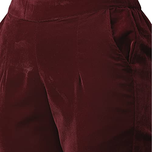 Divena Maroon Velvet hand work Kurta pant With Net Dupatta set