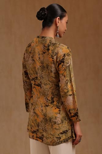 Soch Womens Olive Crepe Abstract Print Tunic