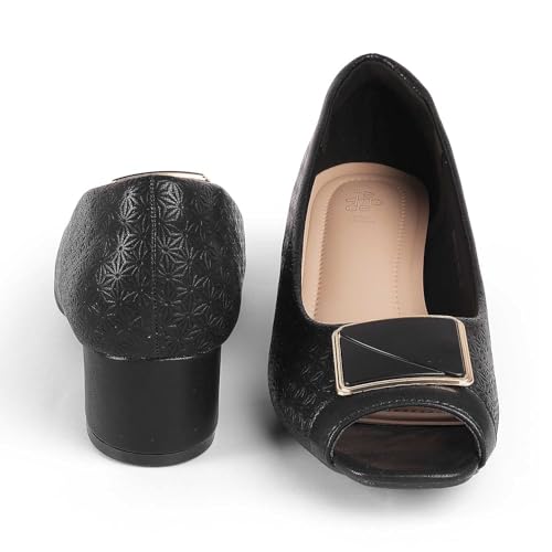 tresmode TREROY Women's Sandals Leather Black, 6 UK / 39 EU - Round Toe Ladies Footwear Soft Comfortable Sandals