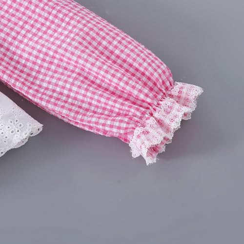 Hopscotch Girls Full Sleeves Pink 2-Pc Checkered Bow Applique Pants Set (4-5 Years)