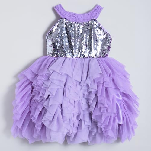 Hopscotch Girls Purple Sleeveless Sequin Embellished Dress for Age (12-24 Months)