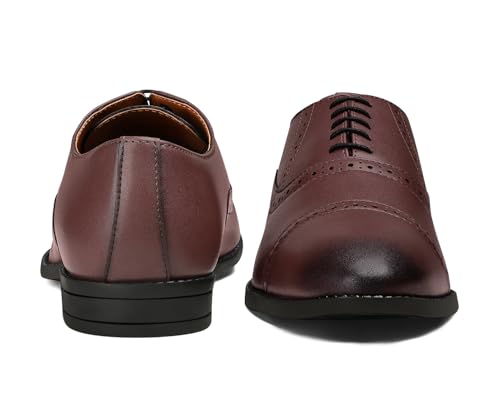 LOUIS STITCH Men's Formal Lace-up Oxford Shoes for Men | Solid Design | Ideal for Formal, Business Casual, and Parties |Rosewood, Size UK 10 (RGOXRW-)