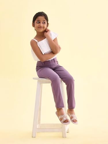 GO COLORS Girls Solid Dusty Voilet Super Stretch Jeggings