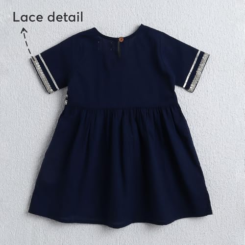 Hopscotch Girls Full Sleeves Blue 3-Pc Floral Kurta Set For Age (5-6 Years)
