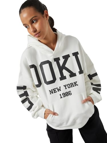Max Women Printed Oversized Sports Sweatshirt(White_M)