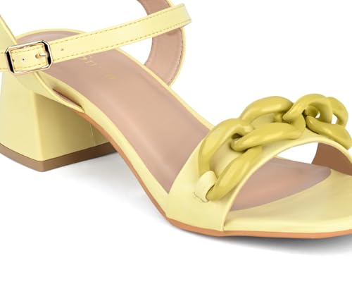 LOUIS STITCH Women’s Yellow Block Heel Sandals | Comfortable Sandal for Ladies | LSOF-FI10-BHBS | UK-6