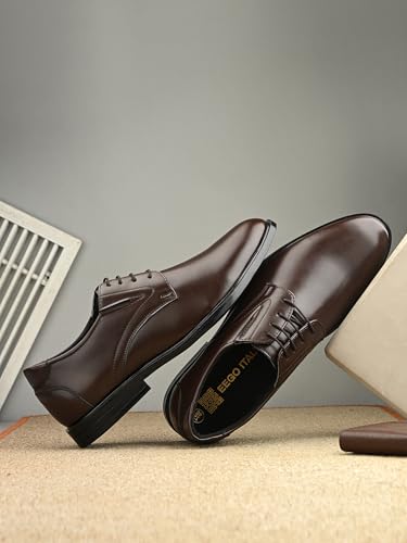 Eego Italy Plus Size Padded Formal Shoes - CEO-BROWN-15