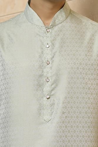 TASVA Light Green Jacquard Kurta Set|Size: L