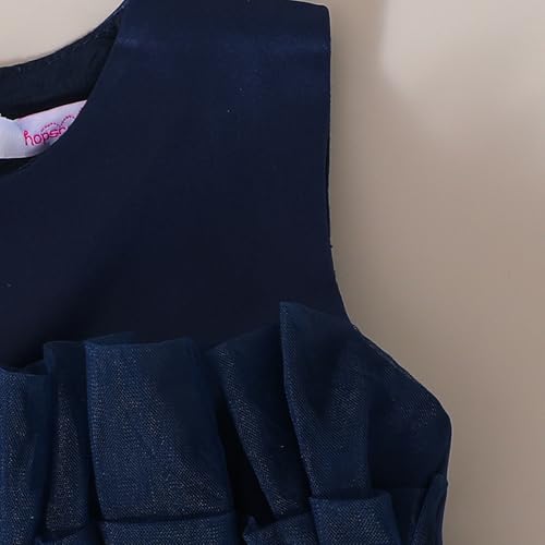 Hopscotch Girls Navy Sleeveless Lace Embellished Gown for Age (5-6 Years)