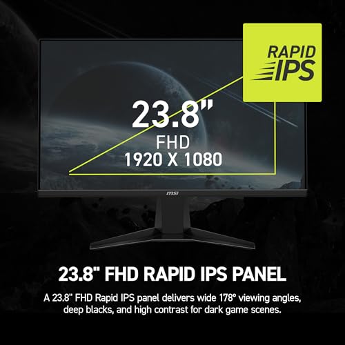 MSI MAG 245F X24 Gaming Monitor 24" 1920 x 1080 (FHD), 240 Hz, FreeSync Premium, HDR Compatible, HDMI, VGA Port, VESA Mount, Tilt, 4 Sides Thin Frame 0.5ms, Black