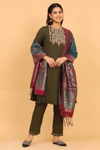 W for Woman Teal Ethnic Motifs Zari Dupatta