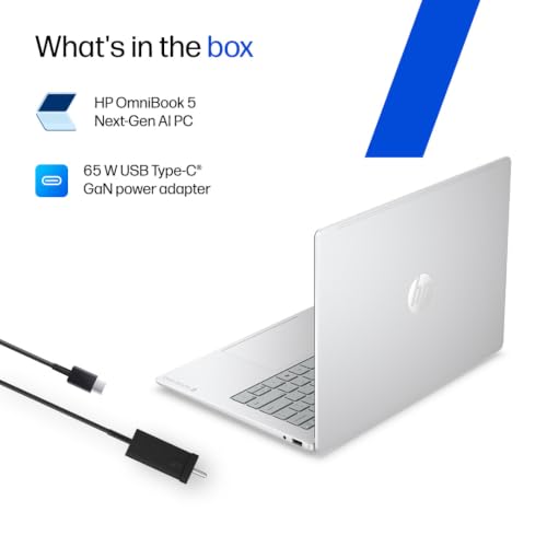HP OmniBook 3 ● Intel Core Ultra 5 225U● 12 Tops● 16GB DDR5● 512GB SSD● 2K OLED●14''/35.6cm● 300nits● Win11● Office24● Silver● 1.4kg● ht0051TU● Lighter mini GaN Charger● Backlit● AI Laptop