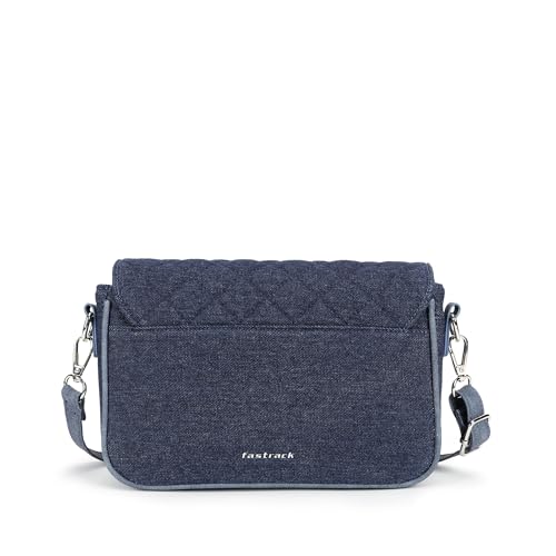 Fastrack Indigo Denim Sling Bag | Dual Closure – Magnetic Button & Zipper | Spacious Main Compartment with Dual Internal Pockets (1 Zippered) | Adjustable & Detachable Strap | 6-Month Warranty