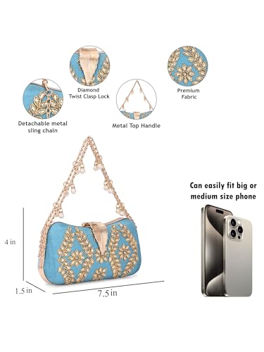 TOOBA Handicraft Women's Embellished Purse With Shoulder Strap| Evening Bag, Bridal Purse & Party Handbag | Wedding & Special Occasion Clutch