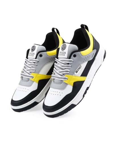 Bacca Bucci Urban Genesis 1.0 Sneakers: The Pinnacle of Street-Smart Elegance with Breathable Perforated Design and Robust Sole for The Modern Trailblazer (Yellow and White, 7)