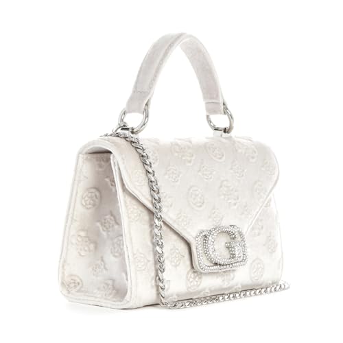 Guess Women's Off White Printed Satchel Bag| Ladies Purse Handbags | Gift For Ladies