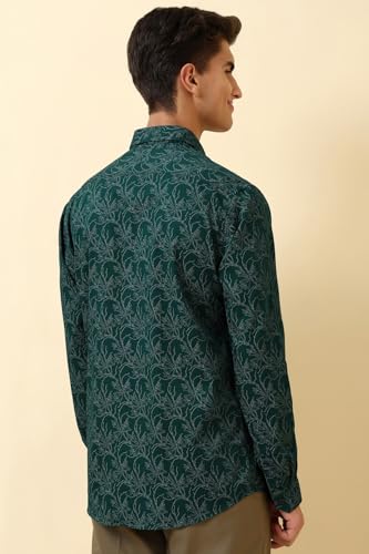 Allen Solly Men Green Print Full Sleeves Formal Shirt