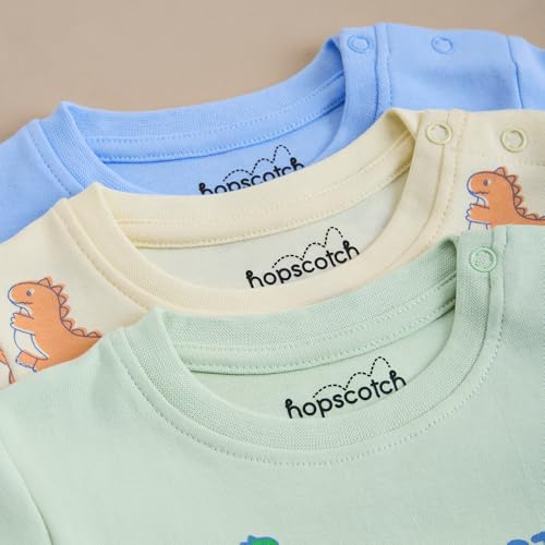 Hopscotch Baby Girls Animal Print Short Sleeves Multicolor Tees For Ages (18-24 Months)