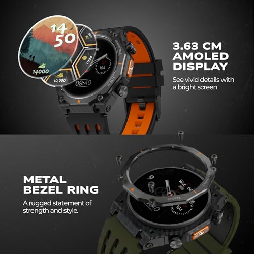 Fastrack Xtreme Adventure Smartwatch with 1.43” AMOLED Display, Dual Push Button, GPS, ABC, 1ATM, Inbuilt Torch, 100+ Multisports, Dual Tone Strap, BT Calling, HRM, SpO2 & Multiple Menu Styles - Black