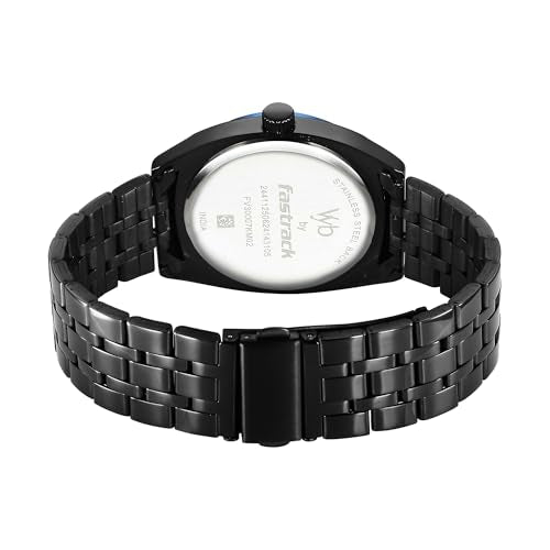 Fastrack Vyb Quartz Analog Blue Dial Black Sheet Metal Strap Watch for Men-FV30007KM02W