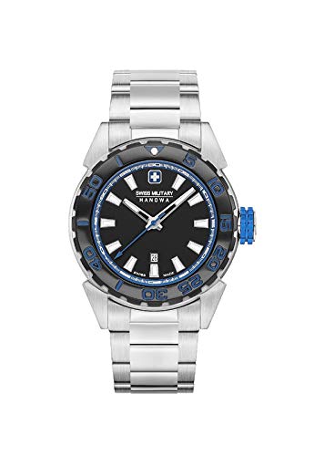 Swiss Military Hanowa Scuba Diver Men's Analogue Quartz Watch with Black Dial and Silver Stainless Steel Bracelet - 06-5323.04.007.23