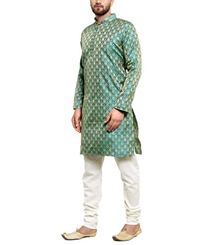 Jompers Men's Kurta Pyjama Set (Green, XX-Large)