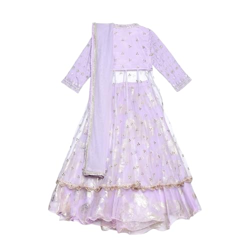 BIBA Girls Nylon Solid Lehenga Set (Kw5633_5_Purple) Readymade Purple 5