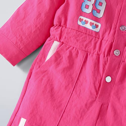 Hopscotch Girls Full Sleeves Pink Numeric Collared Jumpsuit For Ages (3-6 Months)
