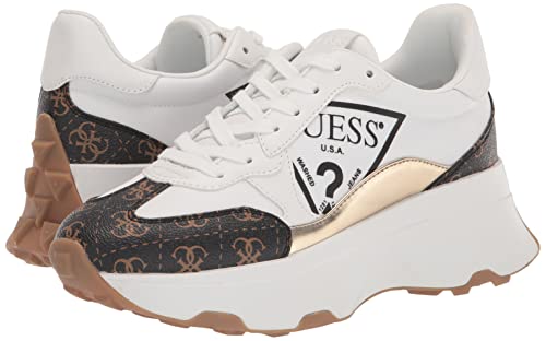 Guess Women's Calebb3 Trainers, White Brown 145, 7 UK