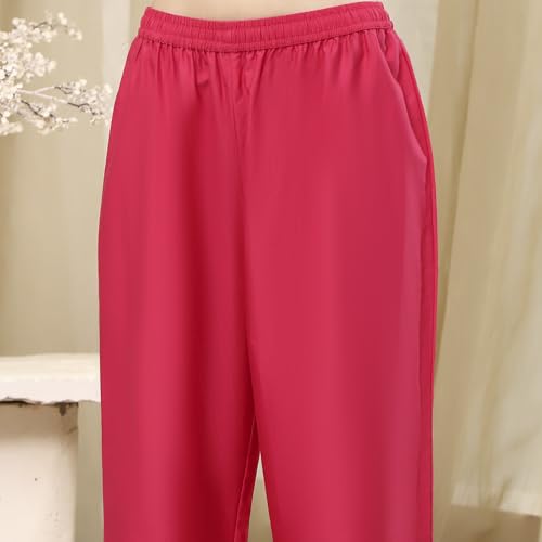 Biba Women Fuchsia Embroidered Straight Suit Set_38