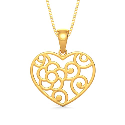 Joyalukkas 22k (916) Purity | HUID & BIS Hallmark | Golden Heart Patterned Pendant For Women