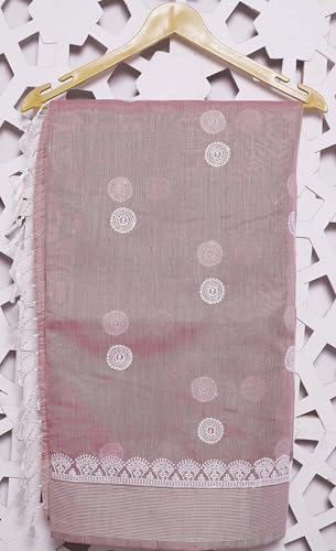 RANI SAAHIBA Women's Poly Cotton Embroidered Saree With Blouse Piece (SKR13767_Pink)