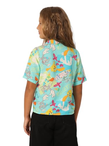 VERO MODA Girls Graphic Print Viscose Blue Shirt