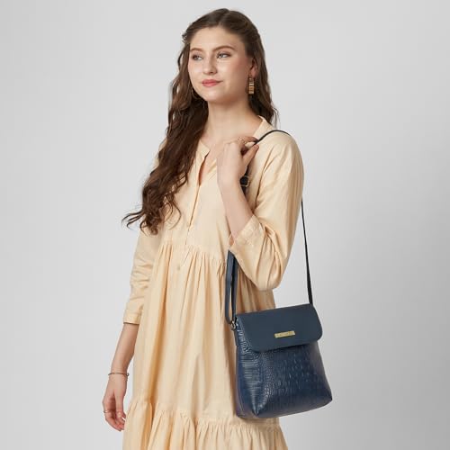Caprese Pupa Large Crossbody Bag for Women with Adjustable Strap | Versatile Handbag with Zipper & Magnetic Button Closure for Everyday Use, Travel, and Special Occasions (Navy Blue)