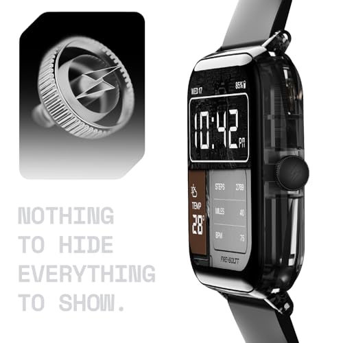 Fire-Boltt Ninja Phantom Smart Watch 1.83” Display, Transparent Clear Body Design, Bluetooth Calling, 120+ Sports Modes, Voice Assistant, AI Outfit Watch Face Smartwatch for Men & Women Shadow Black