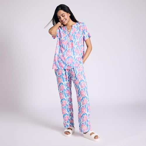NYKD by Nykaa Breezy Rayon Pyjama Coord Set with Flattering High Low Hem Top Nys933