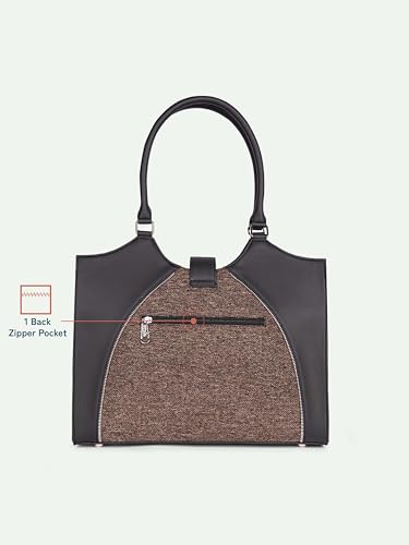 ZOUK Harriet Office Bag for Women – Stylish Vegan Leather Laptop Bag with Buckle Detailing | Formal Work Bag with iPad Compartment, Multiple Pockets & Water-Resistant Lining | Bristel